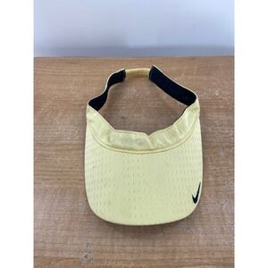 Nike Womens Athletic Mesh Visor Hat Yellow Black Swoosh Elastic Back Sport